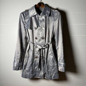 MAC & JAC Silver Shimmer Metallic Peacoat Jacket Coat Women's Size XL